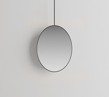 Зеркало Round из металла nero, с штоком В. 62 cм, регулируемое по высоте.